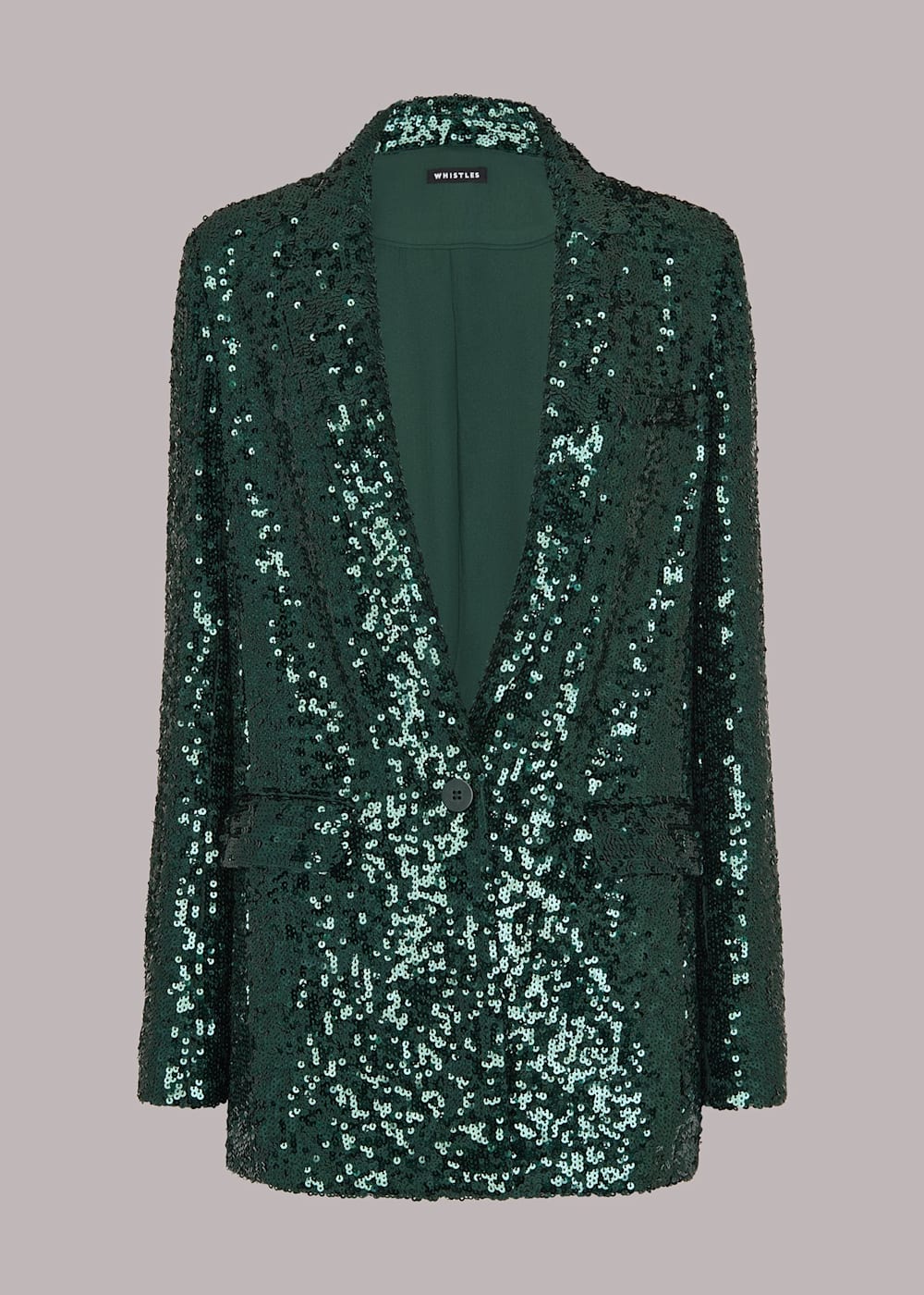 Dark Green Sequin Single Breasted Blazer WHISTLES Whistles US