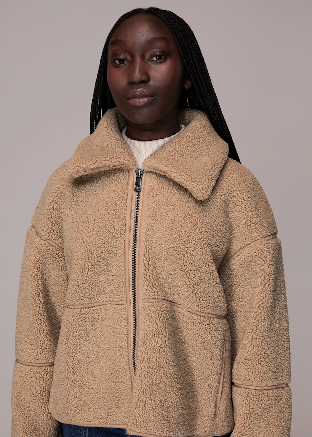 Zip front fleece shop