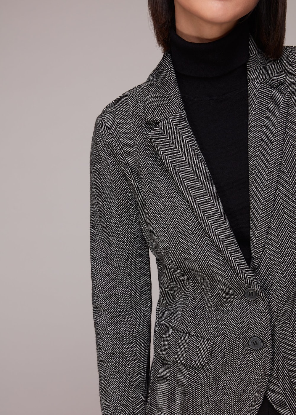 Black Multi Textured Slim Jersey Jacket WHISTLES Whistles UK