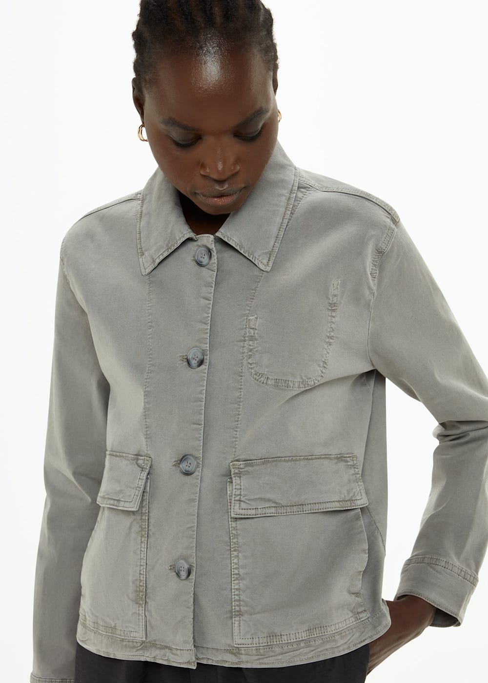 Casual Jacket in Khaki with Front Pockets Whistles Whistles UK