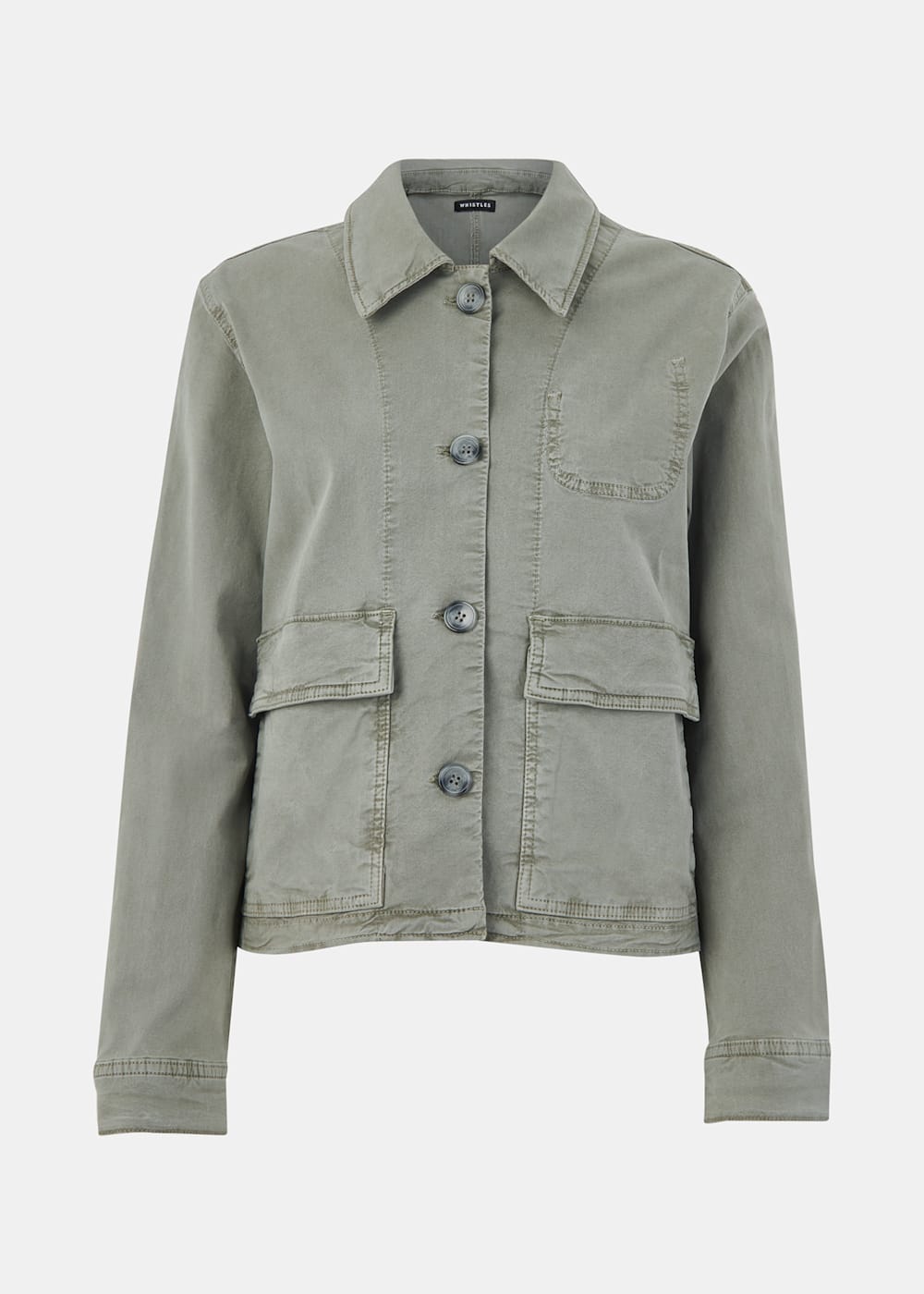 Casual Jacket in Khaki with Front Pockets Whistles Whistles UK