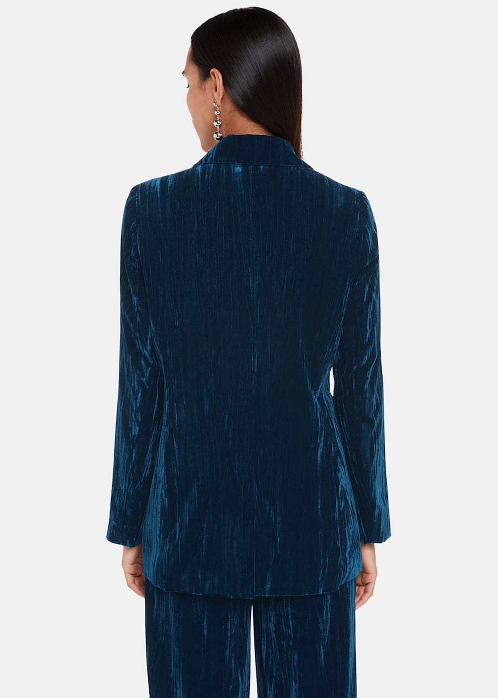 Blue crushed velvet blazer hot sale