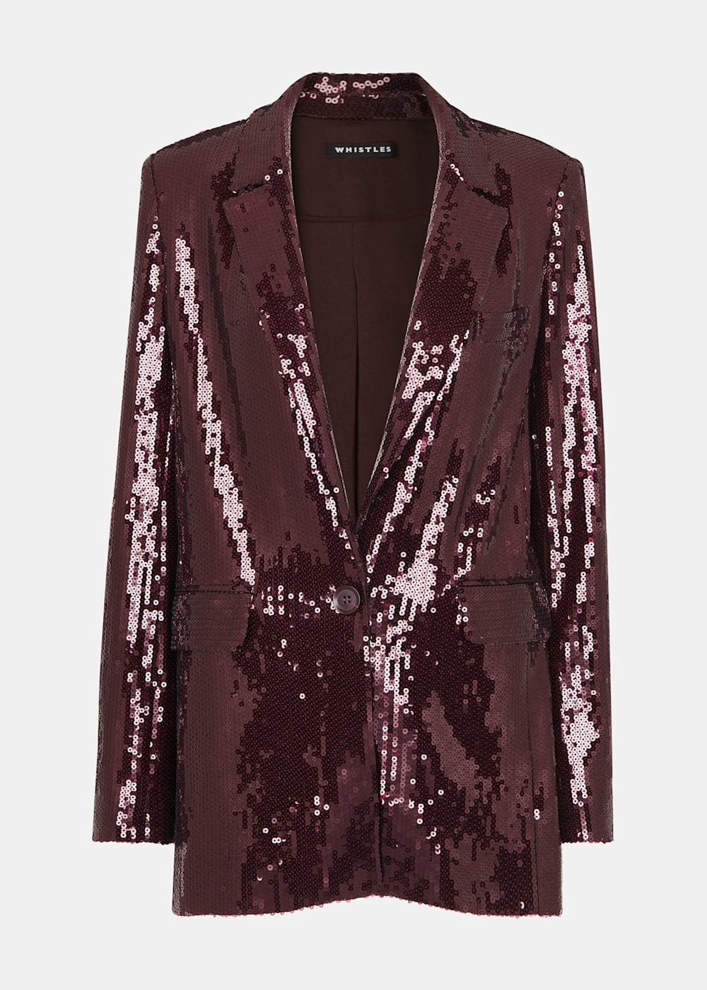 Burgundy Sequin Blazer With Side Pockets Whistles Whistles UK