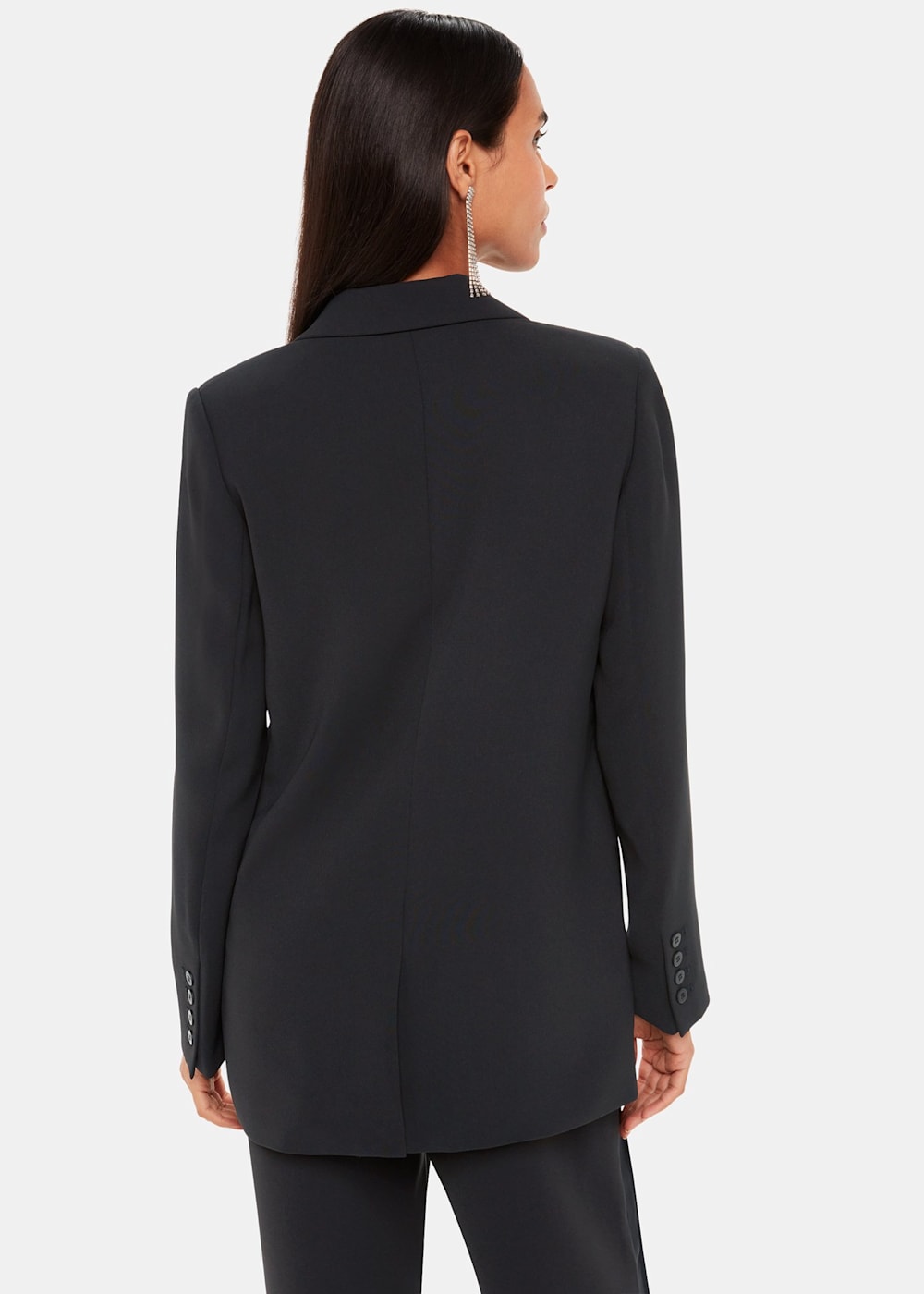 Black crepe tailored blazer discount