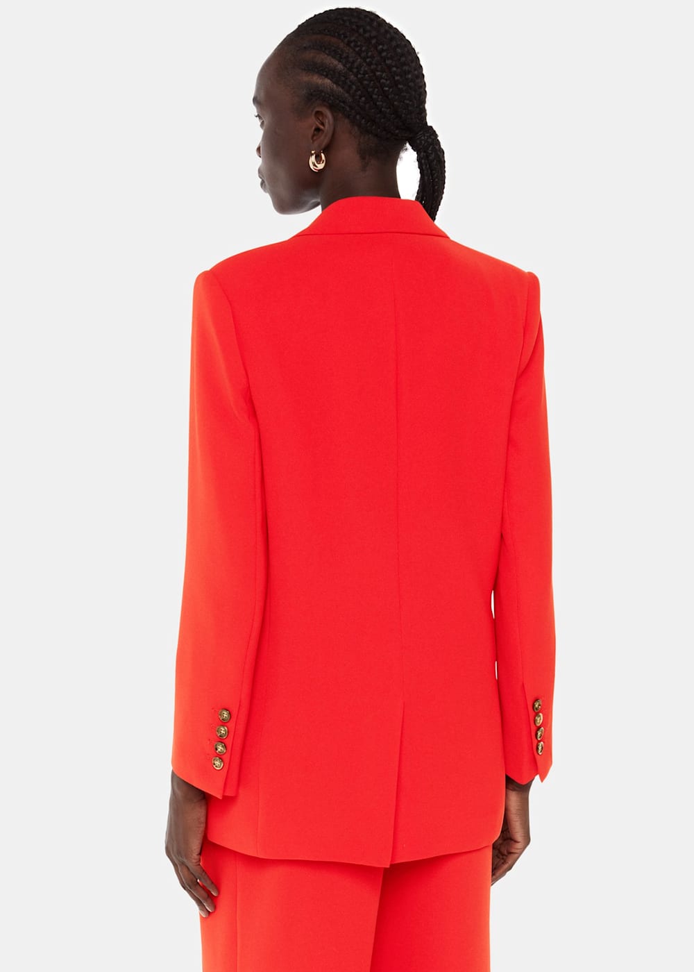 Red crepe blazer sales