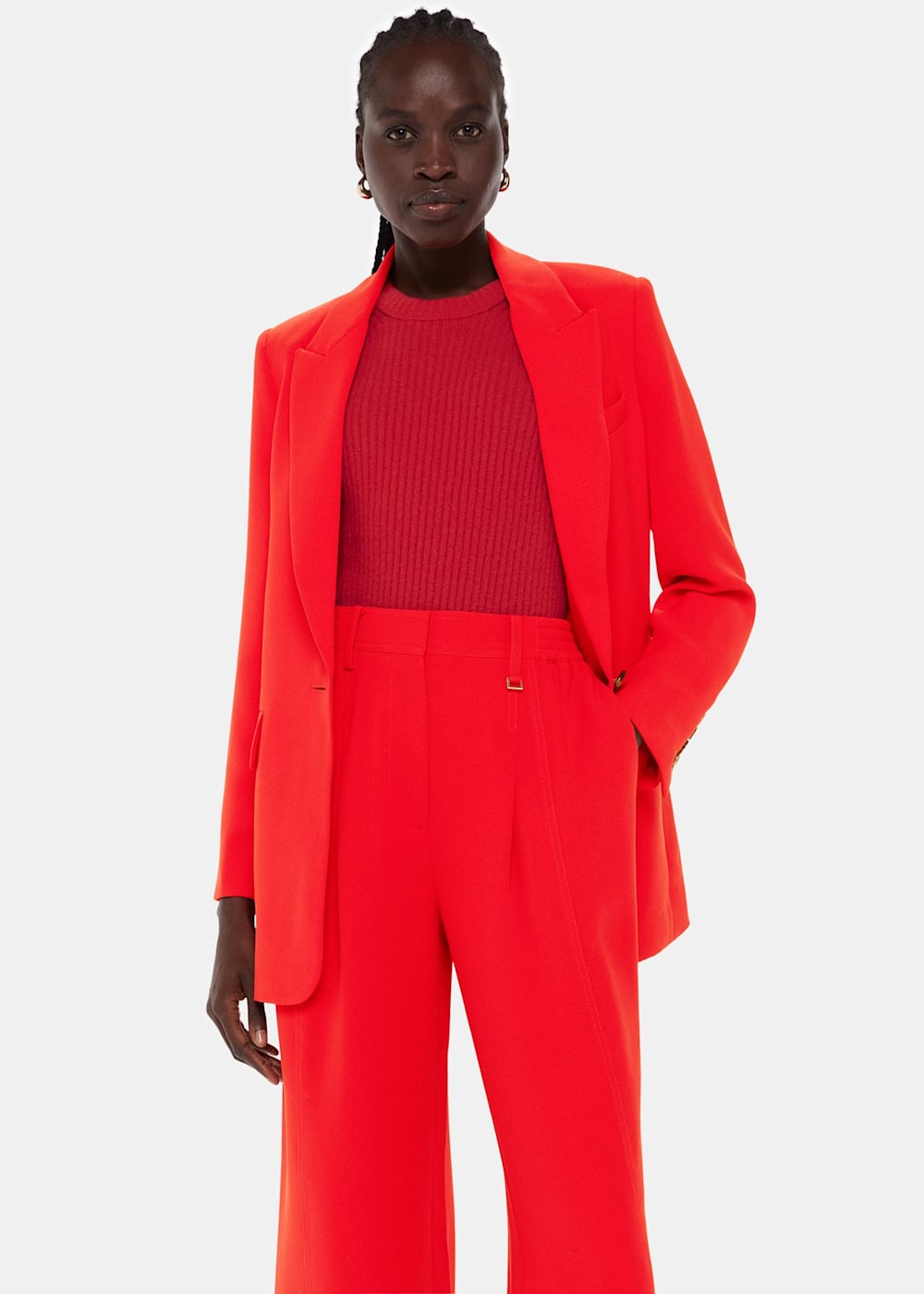 Red crepe blazer shop