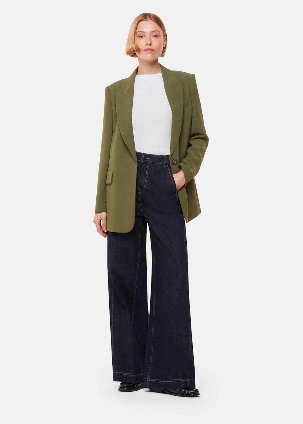 Green boyfriend blazer hot sale