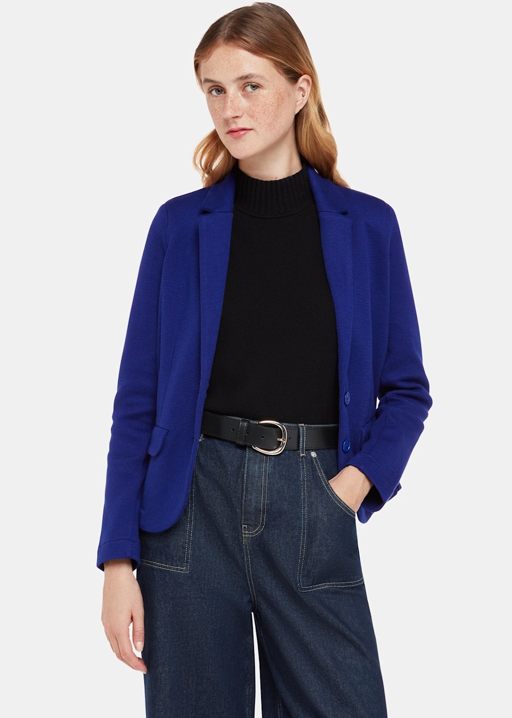 Whistles slim jersey jacket navy online