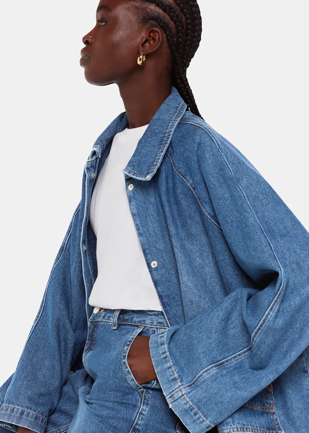 Flared denim jacket clearance