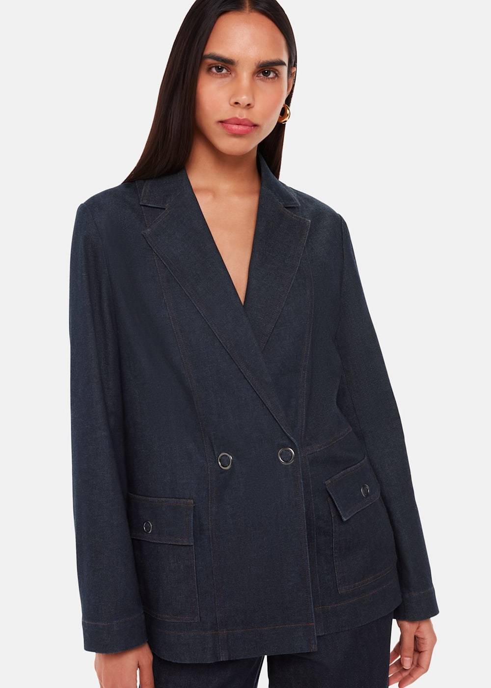 Dark Denim Joanna Denim Blazer WHISTLES Whistles UK
