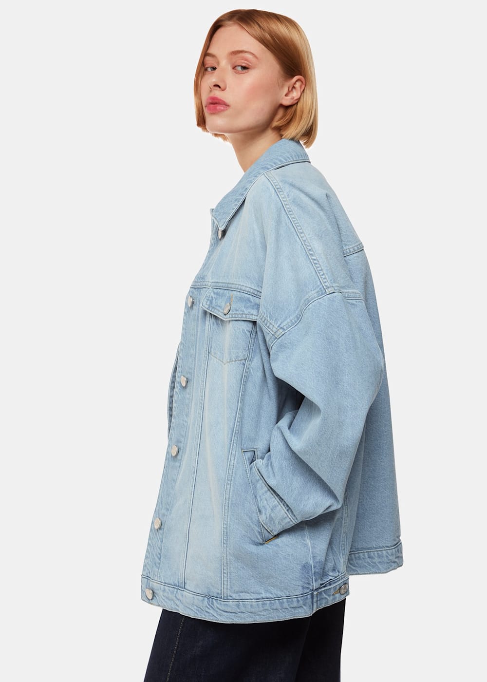Short oversized denim jacket top