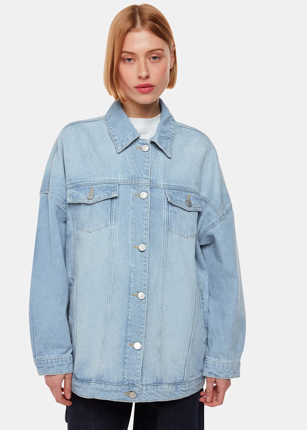 Pale Denim Tilly Oversized Denim Jacket WHISTLES Whistles UK
