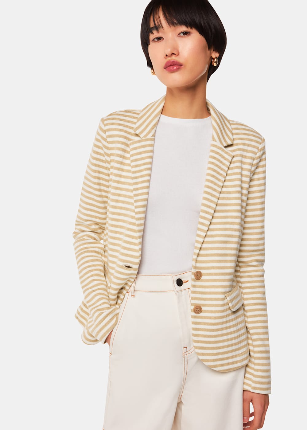 Whistles Ivory Slim Jersey Jacket Whistles Ivory Slim Jersey Jacket