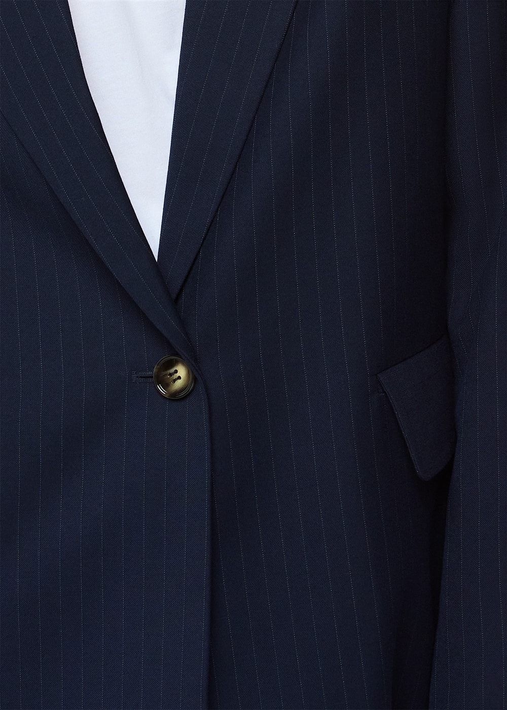 Ladies navy pinstripe blazer best sale