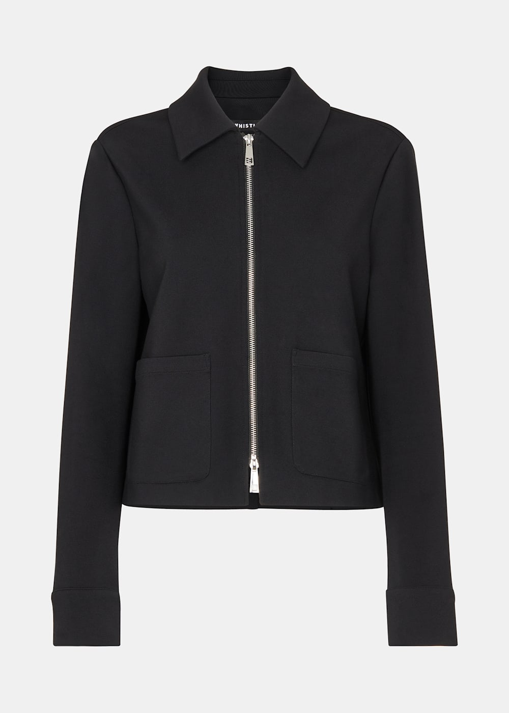 Black Marla Ponte Zip Through Jacket WHISTLES Whistles ROW