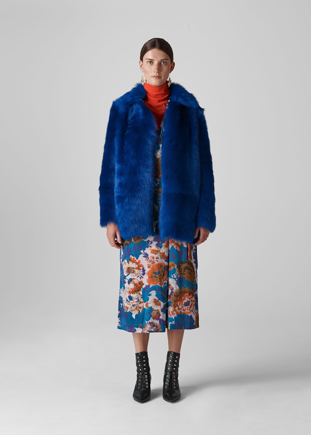 Electric blue faux fur coat on sale