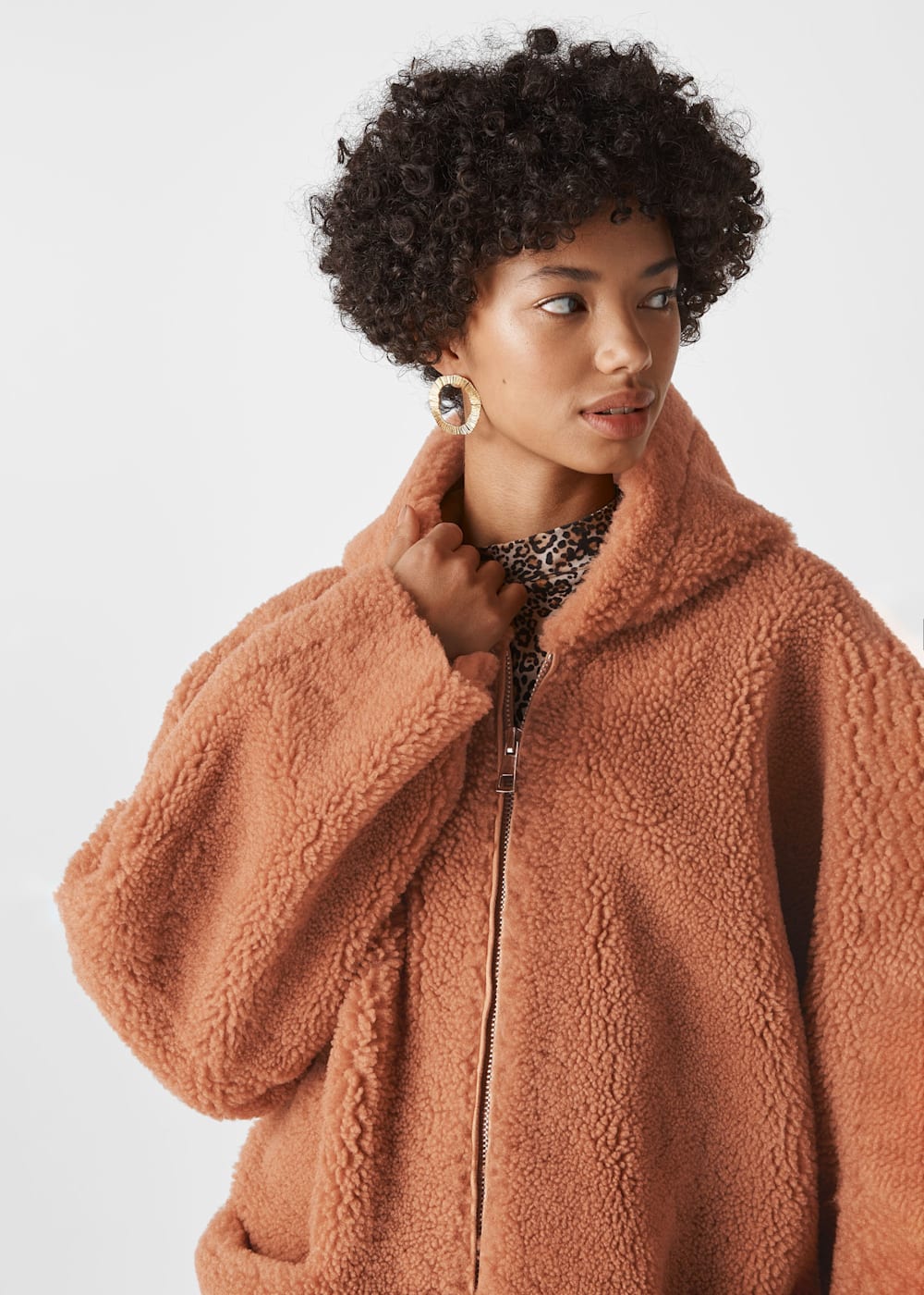Hooded Shearling Coat