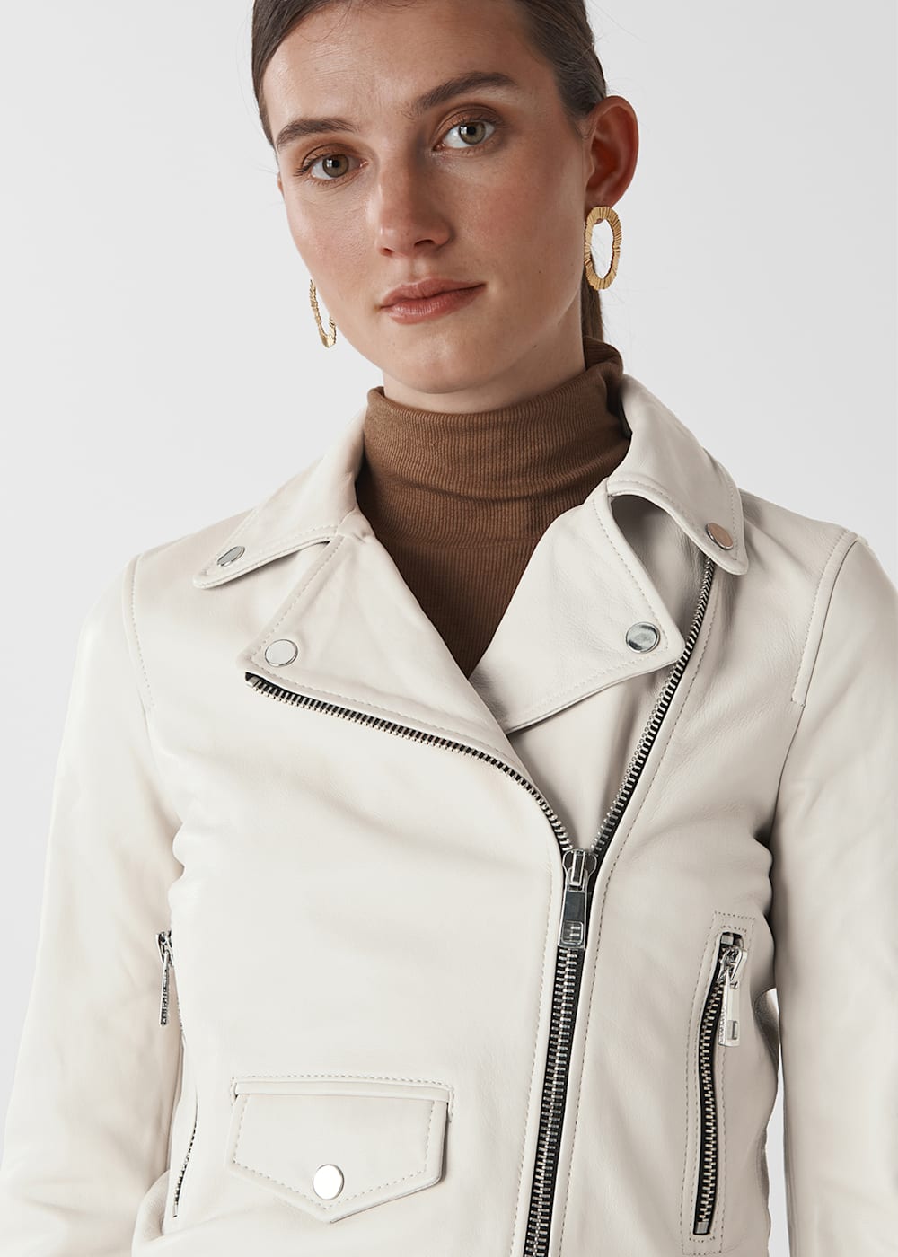 Whistles cropped leather jacket deals