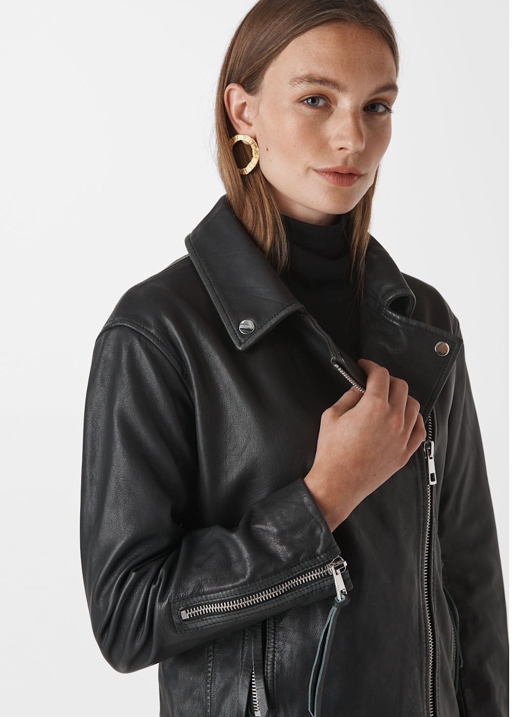 Whistles lily leather jacket shop