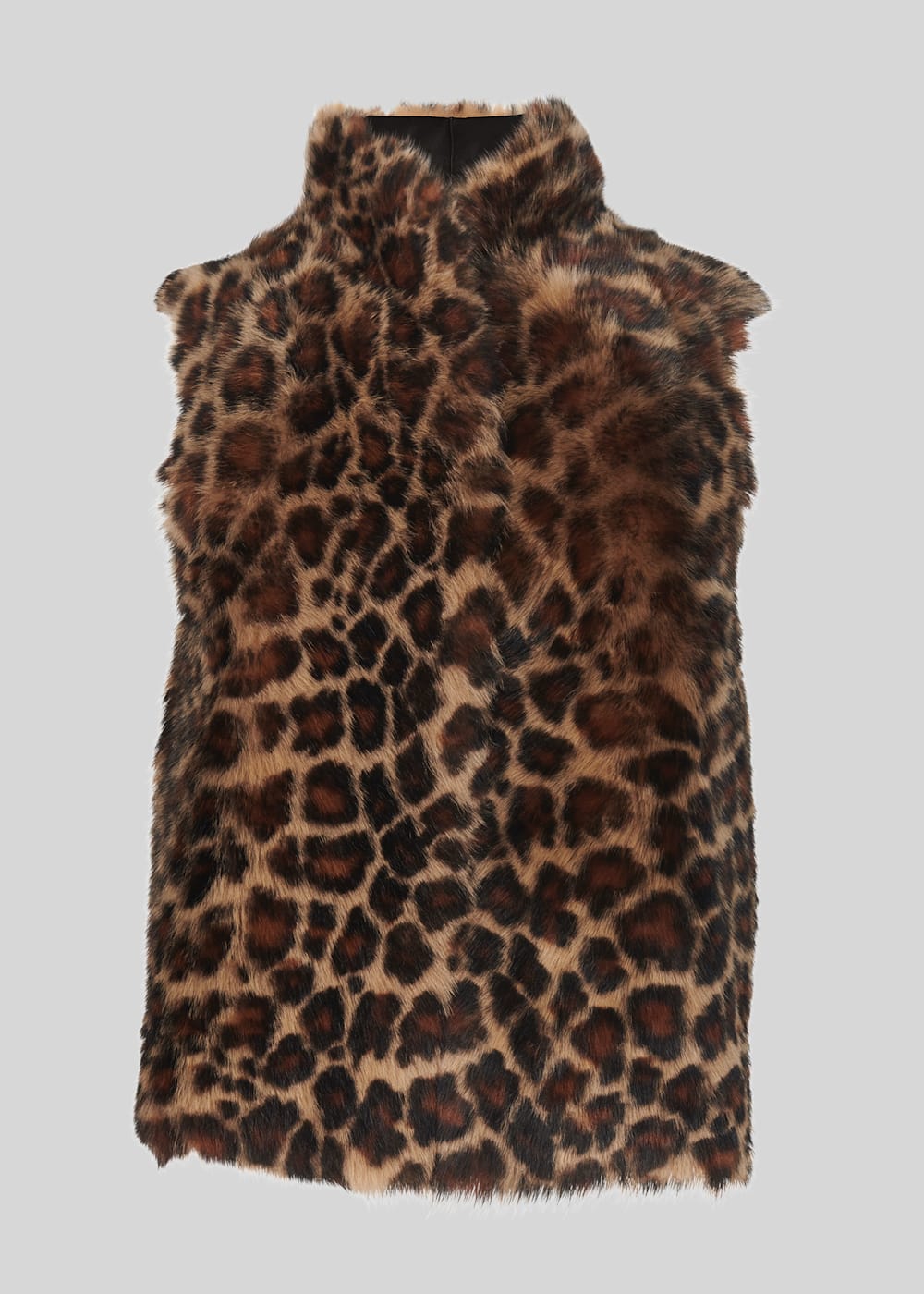 Leopard print fur gilet sales