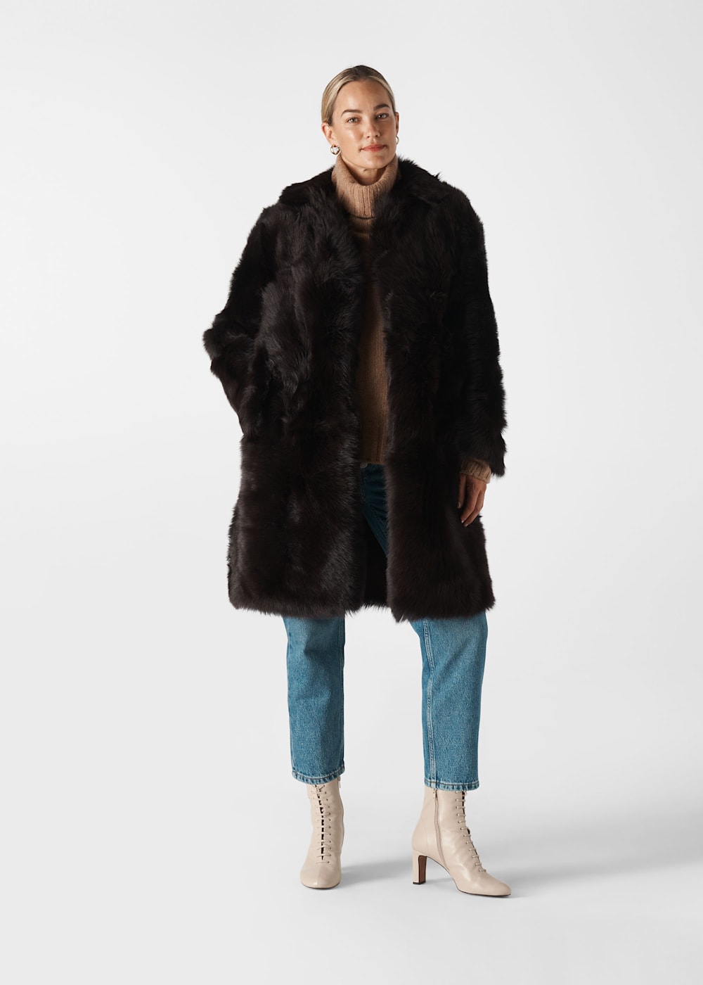Chocolate Sienna Sheepskin Coat WHISTLES Whistles UK