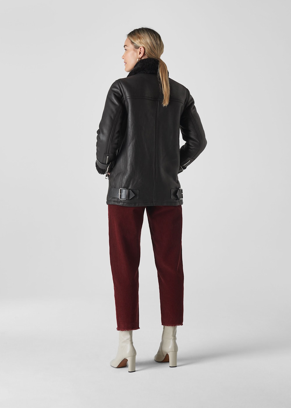 Black Shearling Brianna Biker Jacket