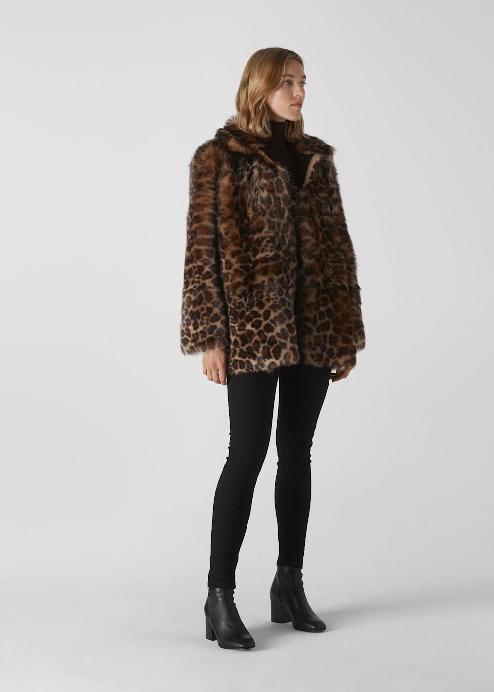 Leopard Print Animal Alba Shearling Coat WHISTLES Whistles UK