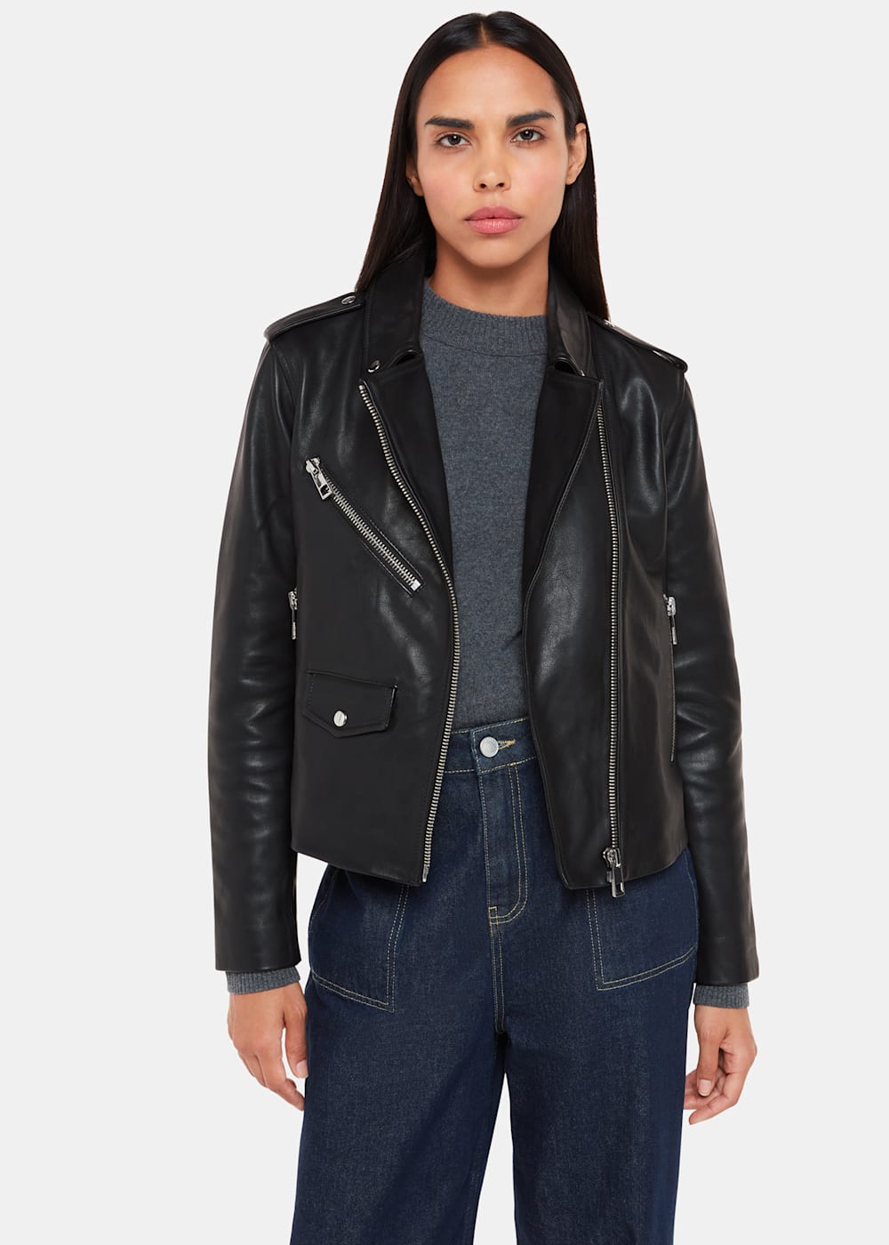 Whistles agnes faux fur leather jacket online