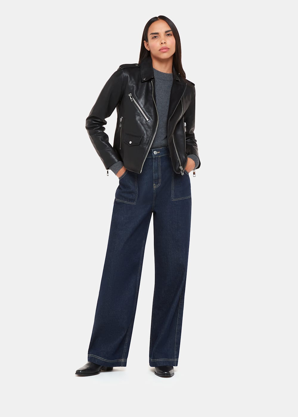 Agnes leather biker jacket shop