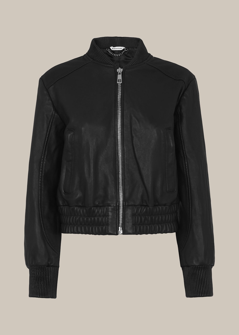 Black Cropped Bomber Jacket | WHISTLES | Whistles US | Black Cropped Bomber Jacket | WHISTLES | Whistles US |