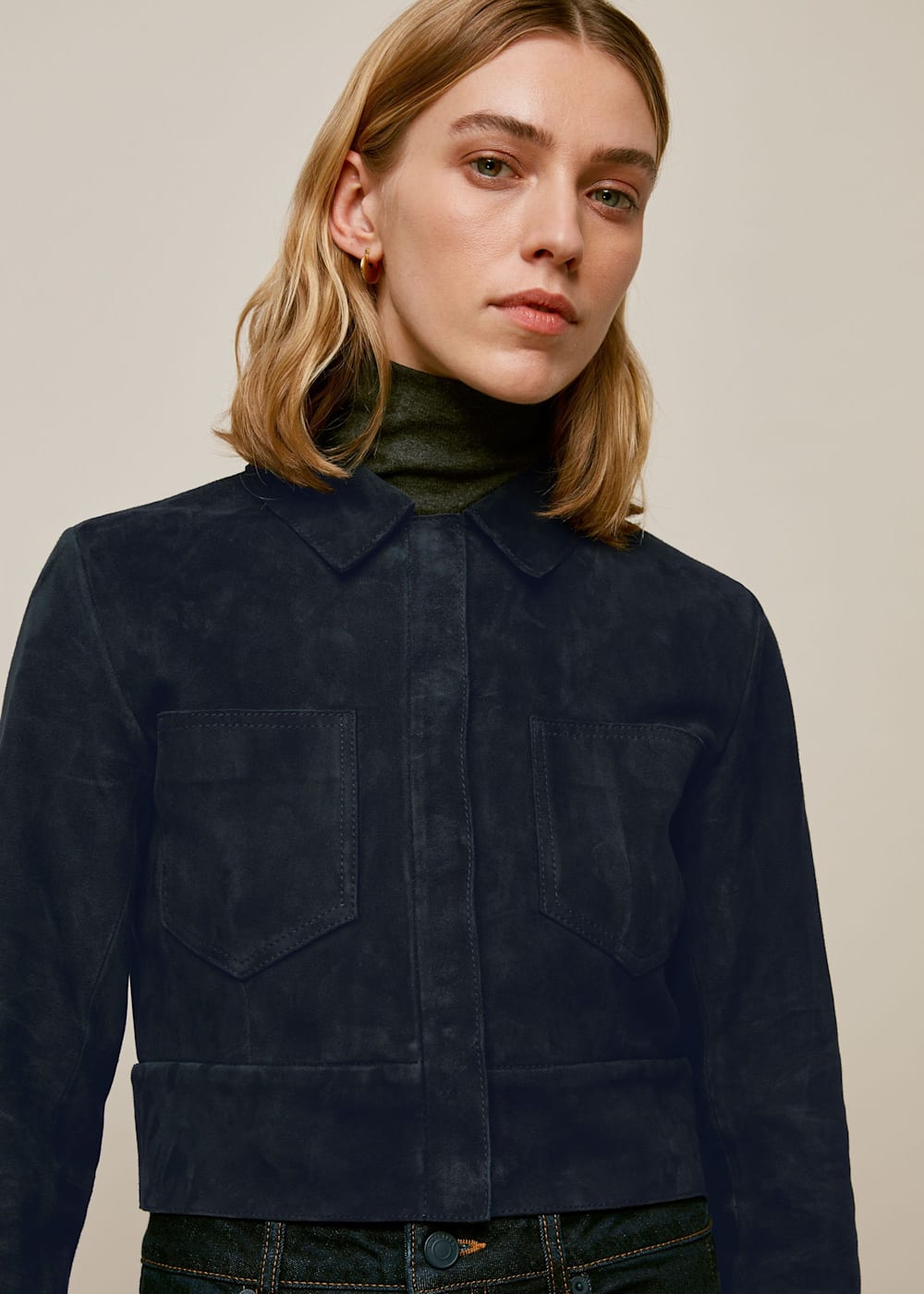 Suede jacket navy hot sale