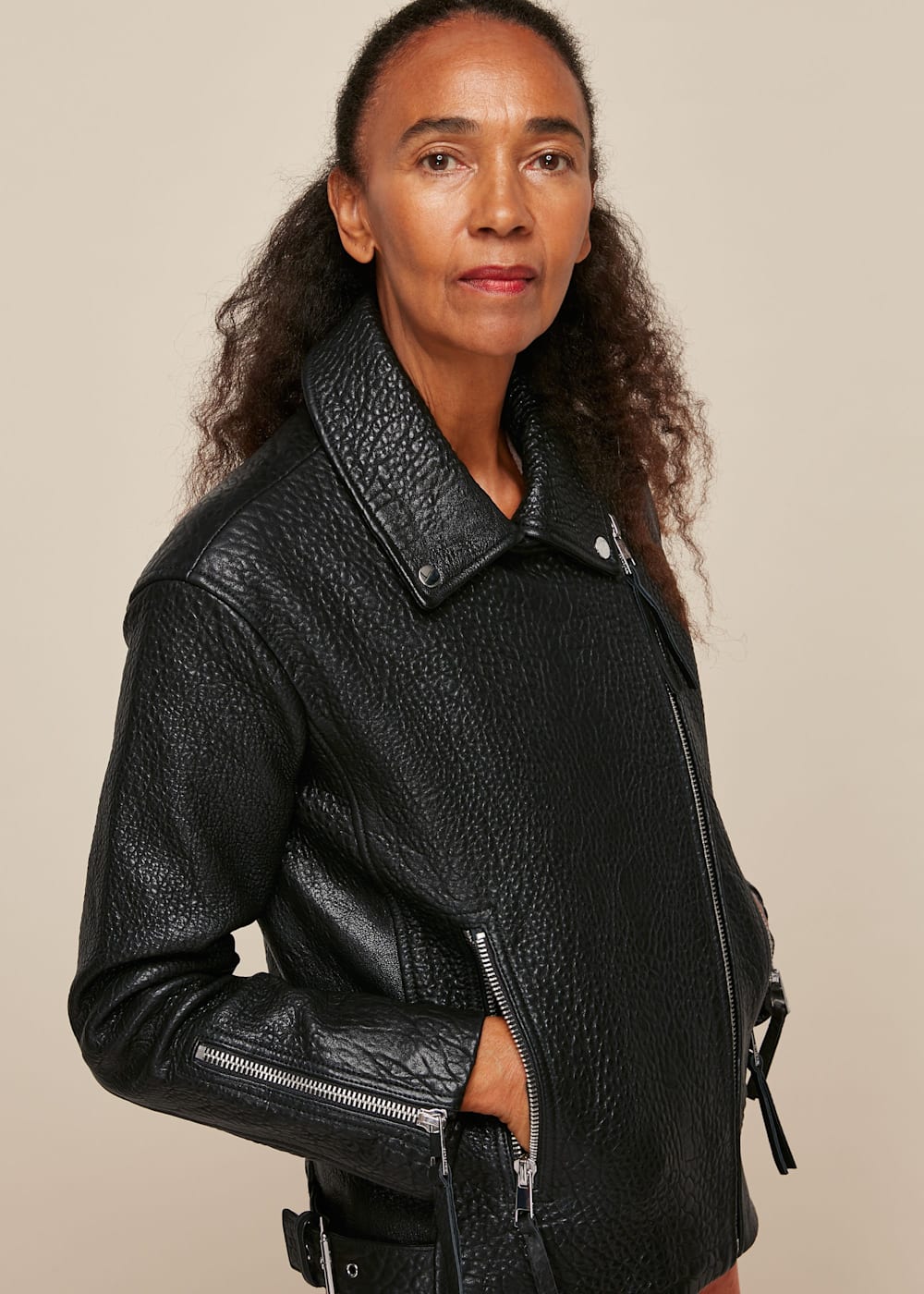Whistles bubble leather jacket store