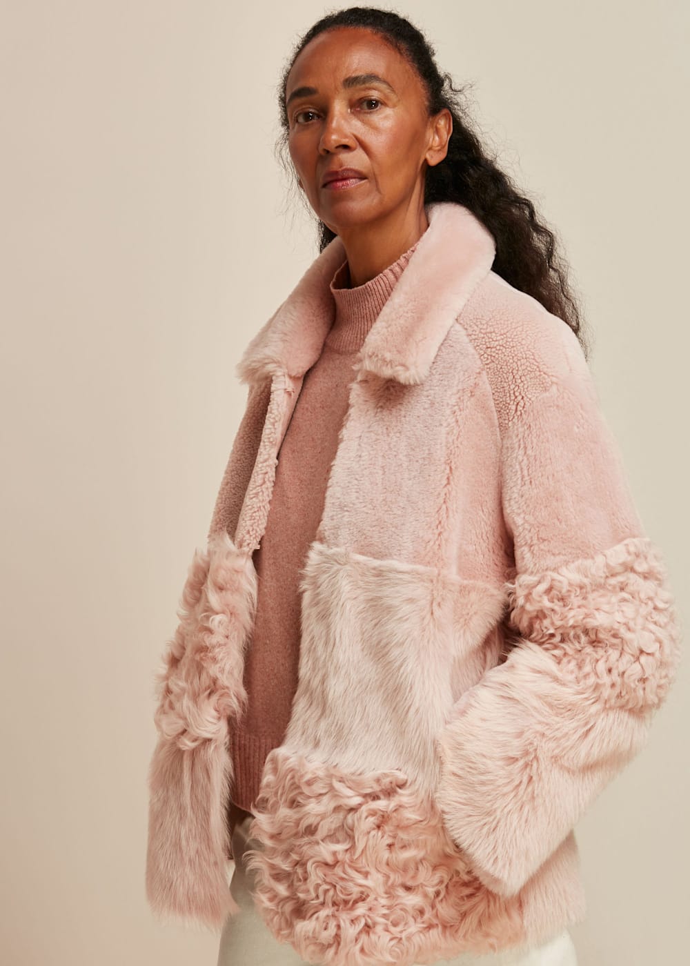 Pale pink winter coat hotsell
