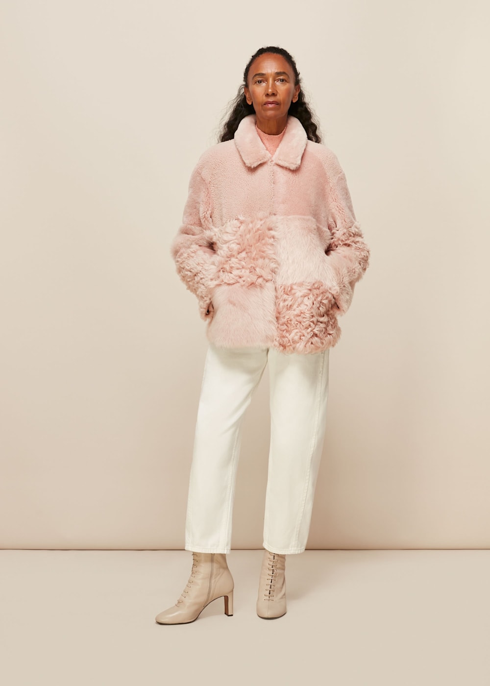 Pale Pink Hema Shearling Coat WHISTLES Whistles UK