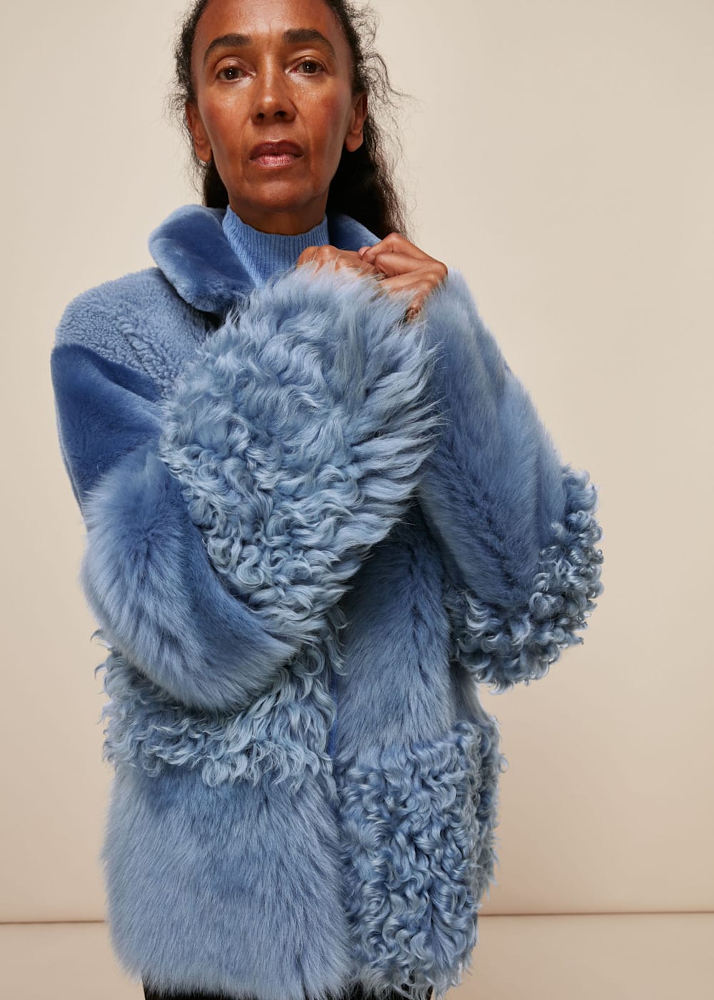 Blue Hema Shearling Coat WHISTLES Whistles UK