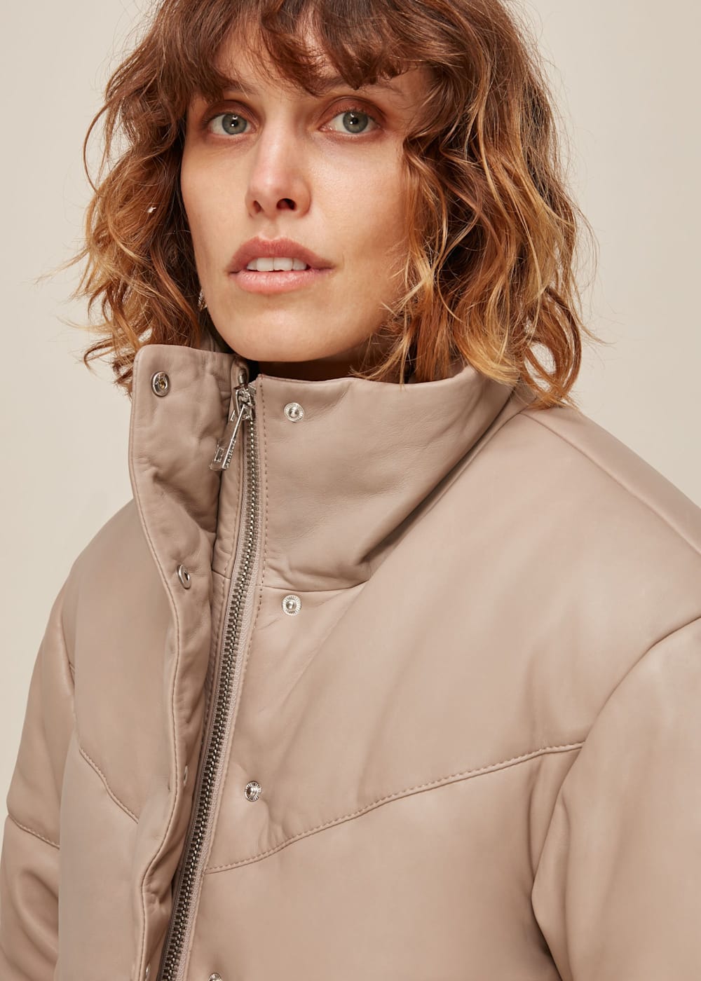 Whistles leather puffer jacket online