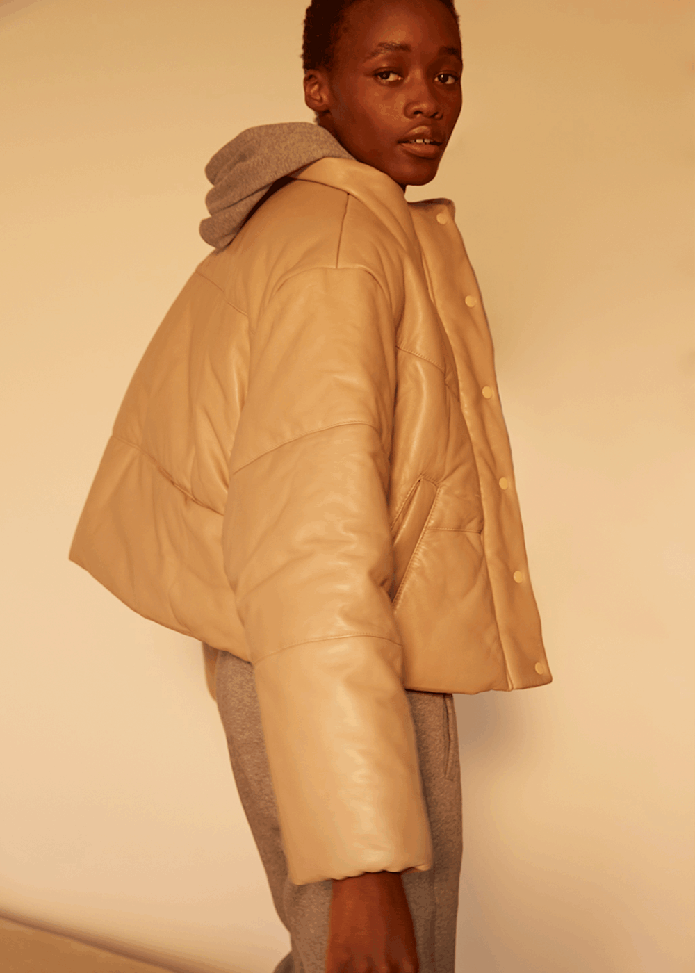 Taupe puffer jacket clearance