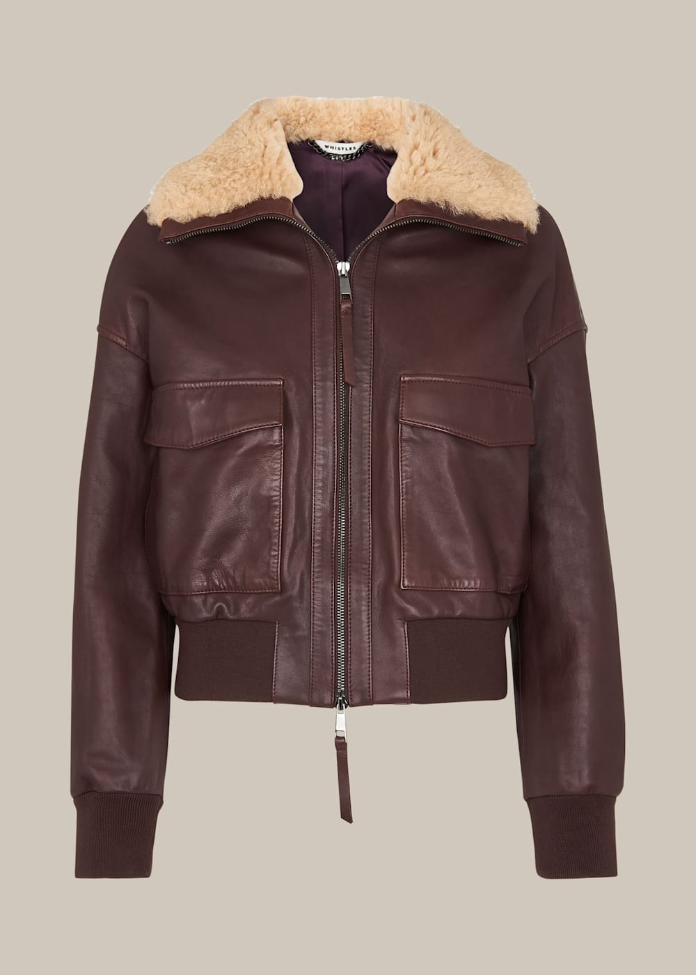 Bomber with shearling collar best sale