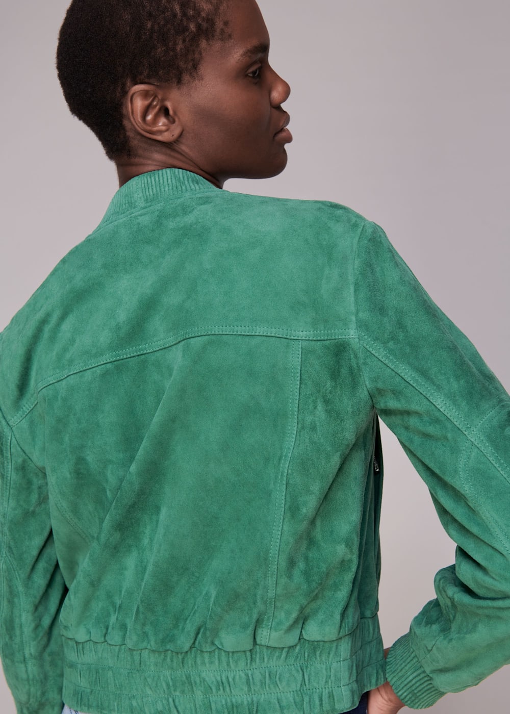 Crop green jacket best sale