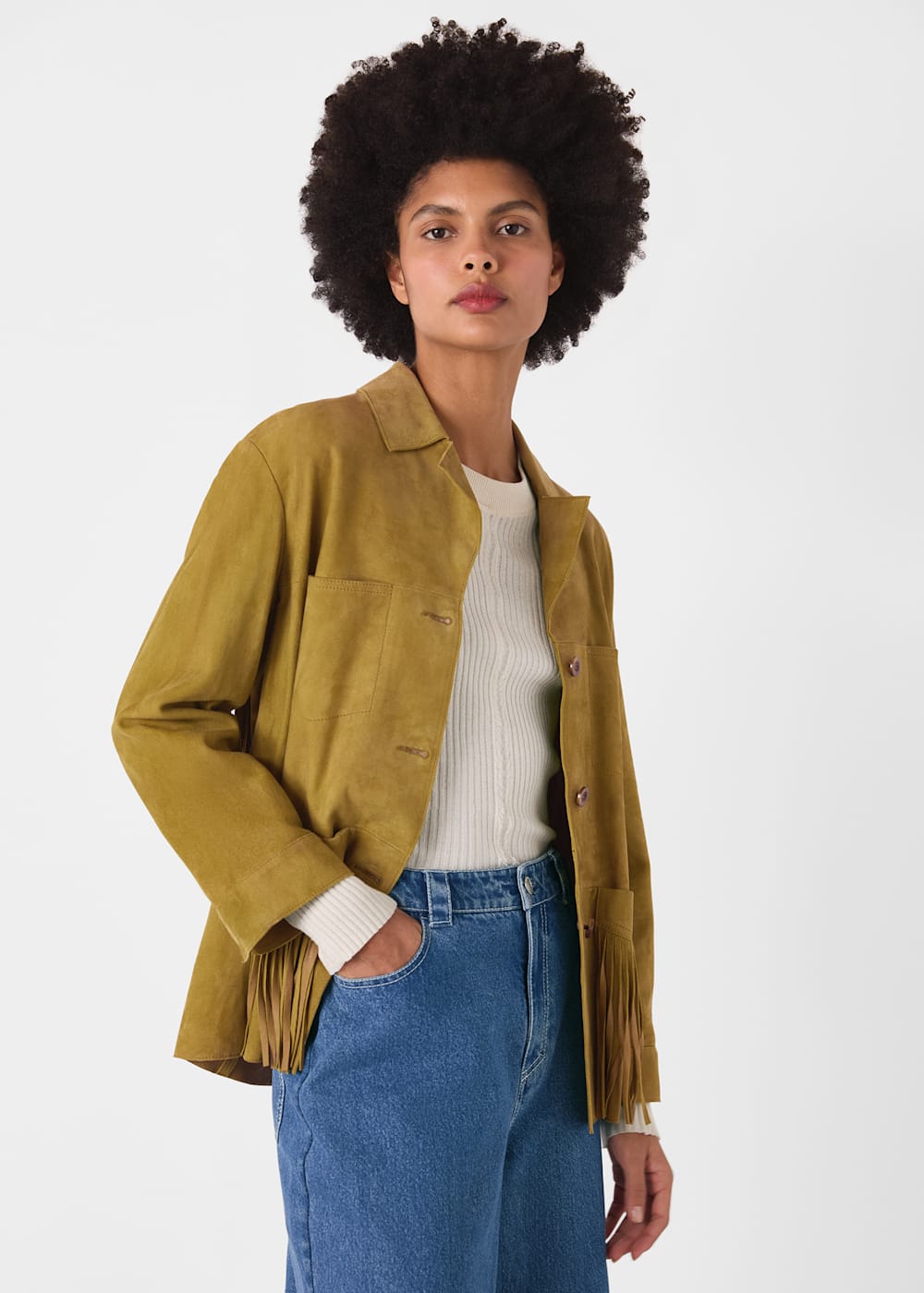Neutral Lani Tassel Suede Jacket WHISTLES Whistles UK