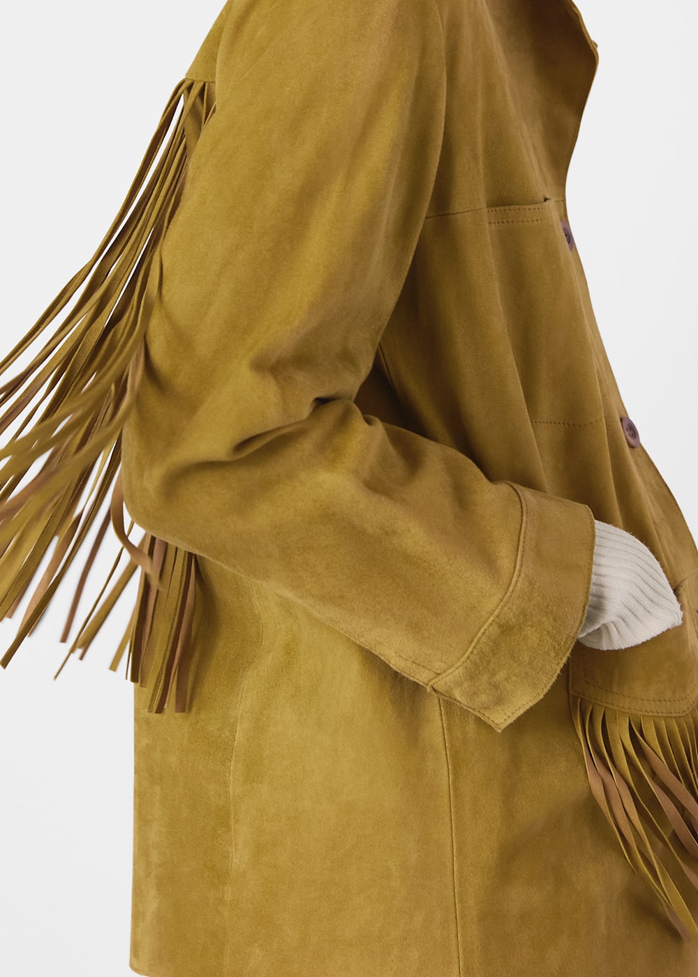 Neutral Lani Tassel Suede Jacket WHISTLES Whistles UK