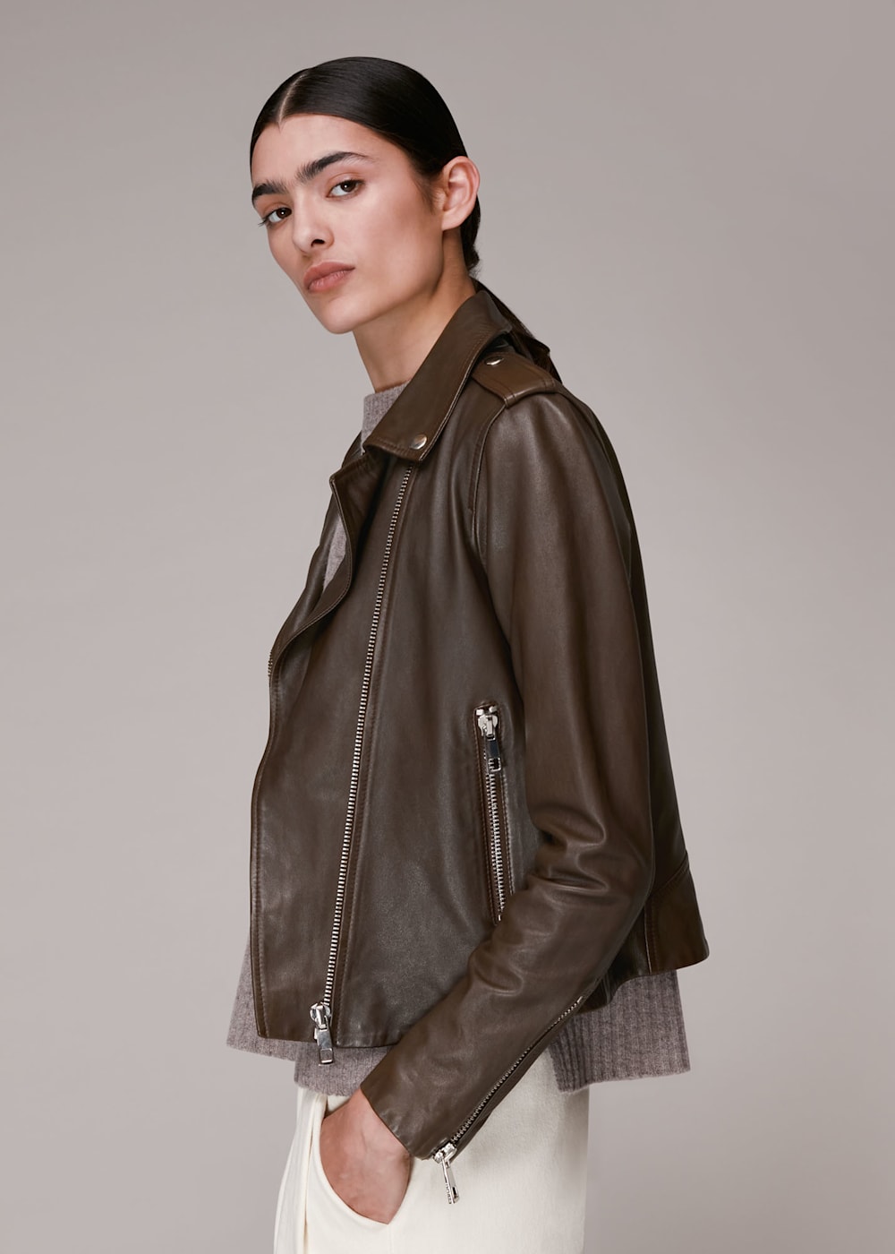 Agnese hooded leather jacket sales