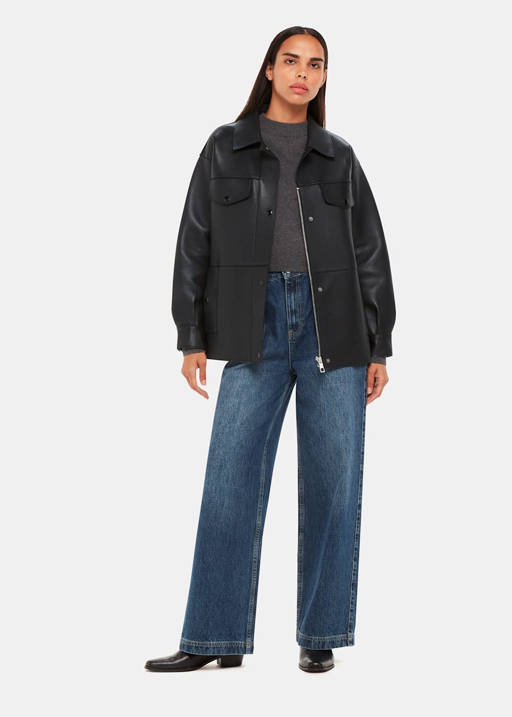 Whistles white leather jacket 2025