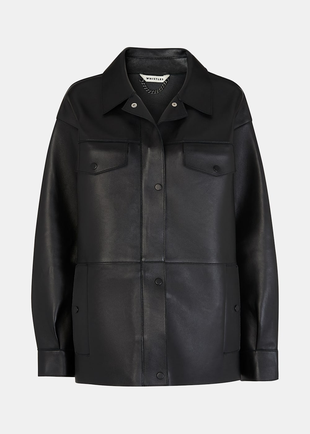 Black Clean Bonded Leather Jacket WHISTLES Whistles US