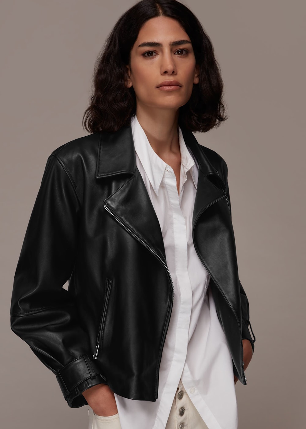 Whistles black leather jacket best sale