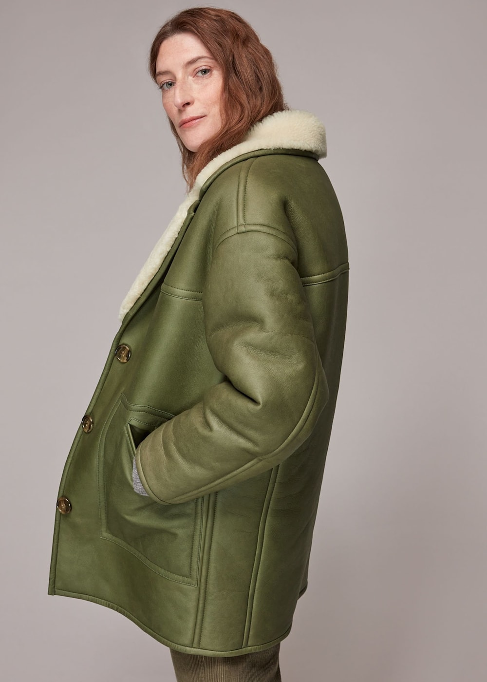 Green shearling jacket new arrivals