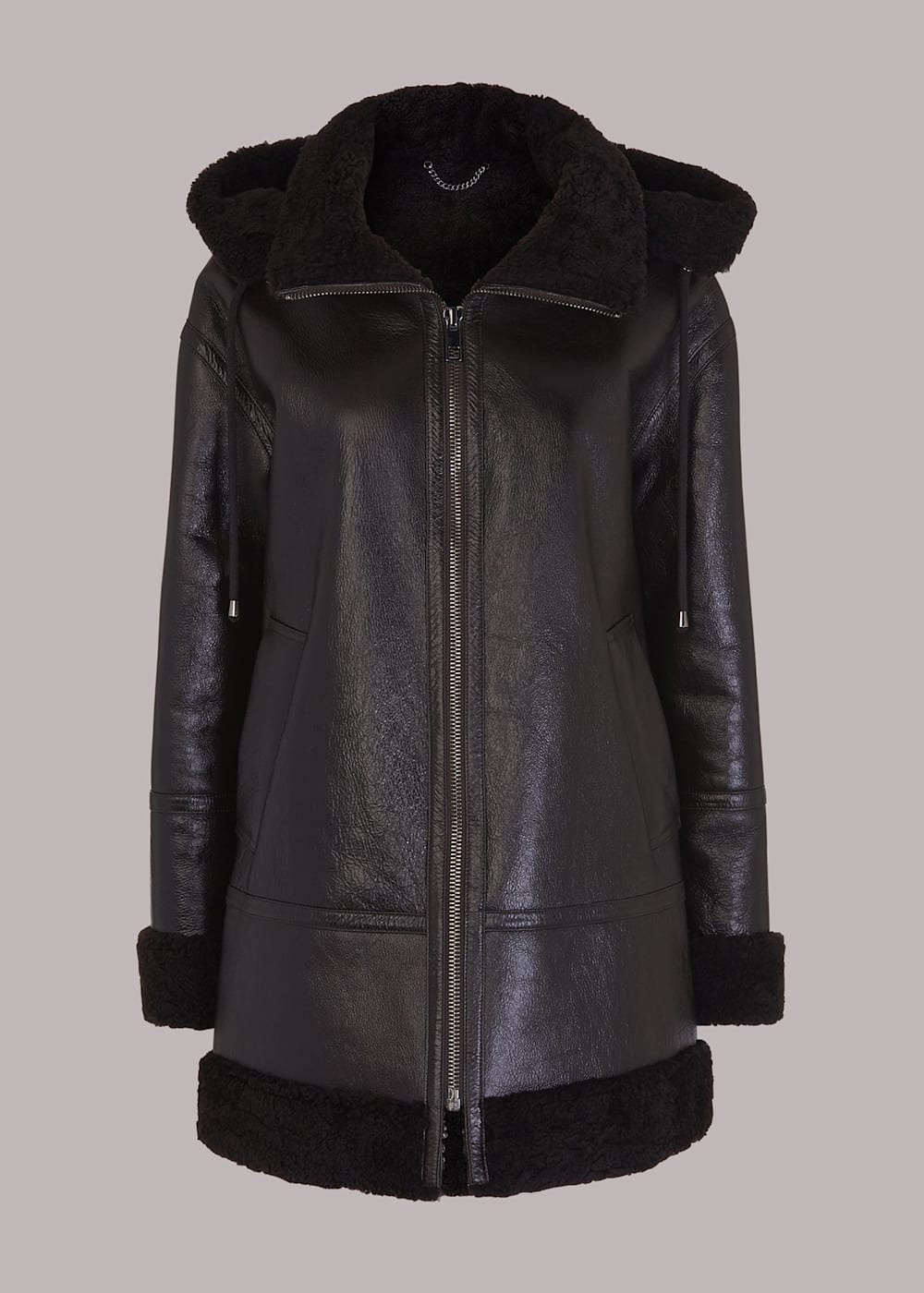 Whistles grey leather jacket 2025