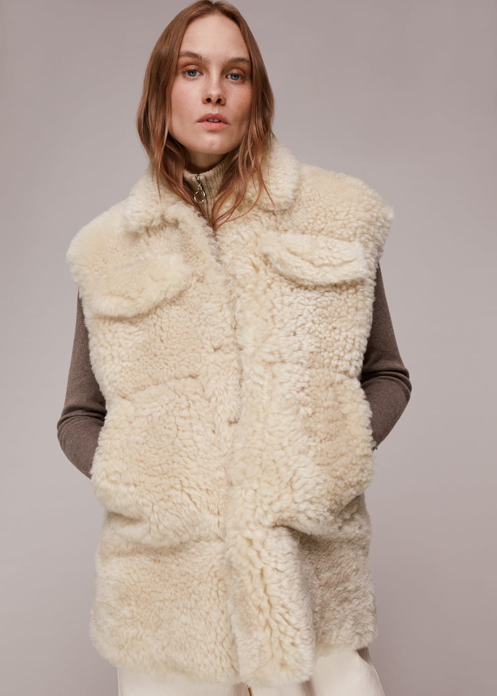 Long shearling gilet shop