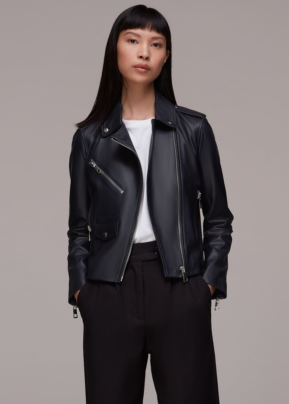 Whistles leather jacket online