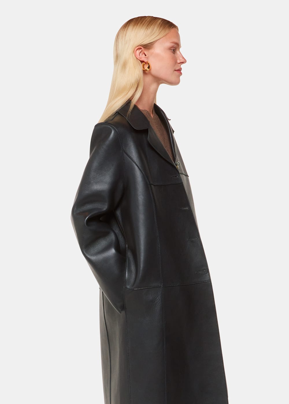 Black Gemma Bonded Leather Coat | WHISTLES | Whistles US | Black Gemma Bonded Leather Coat | WHISTLES | Whistles US |